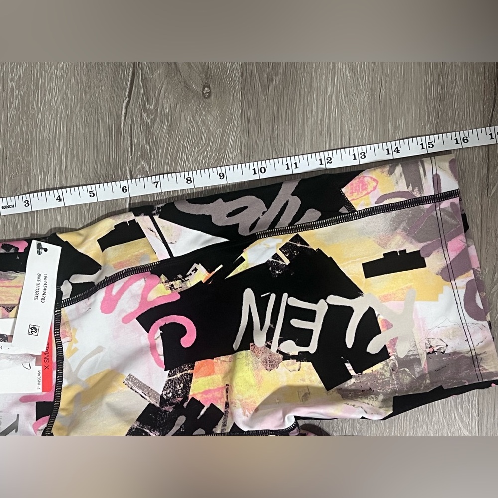 Calvin Klein Black and Pink Bike Shorts with Abstract Print - Picture 5 of 9